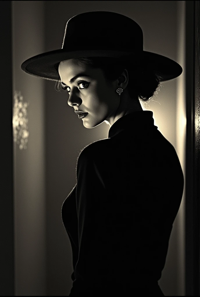 Film noir style linquivera kylin, bold lines, hyper detailed, a dark warm limited palette, chiaroscuro, . Monochrome, high contrast, dramatic shadows, 1940s style, mysterious, cinematic