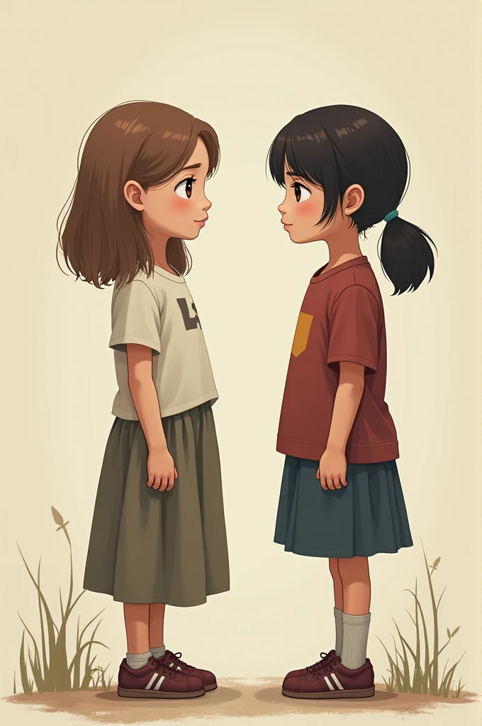 do bahno ki prernadayak kahani with netural background and to girls character s a girl is write side and a girl is left side realstic thumbnail the thumbnail size is width is 1280 and hight is 720 genrate a thumbnail for Youtube
