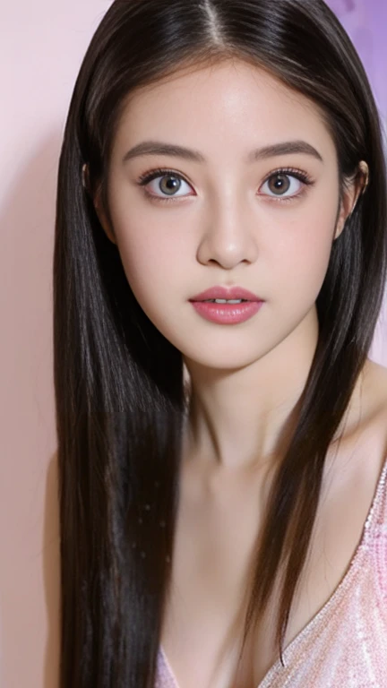 Realistic, Hyper Detail, Girls only, Dynamic Lighting, (Glowing Skin: 1.5), masterpiece, Highest quality, Absurd, Short Layered Bob on One Side,腰まinの長さの髪,Delicine braids((Long white hair), ((Purple transparent eyes)),((beautiful, Detailed eyes, Jewel-like eyes, Sparkling eyes:1.3)) , Seductive girl, Beautiful and attractive teen, Attractive girl, beautiful girl, beautiful sexy woman, Sexy Girls,Exaggerined and huge breasts, bikini(Silk lace,White,small), short white lace skirt,Spread your legs out to the sides,From the point of view of ants,Full Body Lesbian,beautiful artwork, Fine details, Best Girl, Detailed digital art, Looking_in_peeping in the viewer, belly button, (Blush Lash)