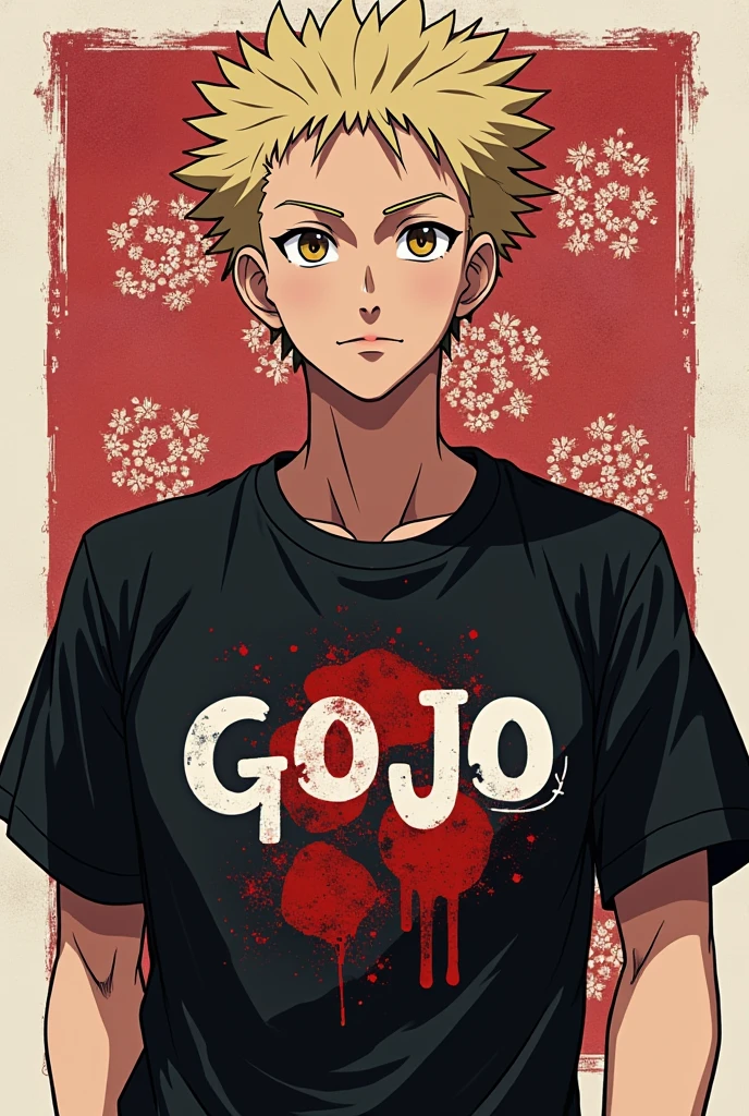 I want you to make me a t-shirt that has the character Gojo from the anime Jujutsu Kaisen