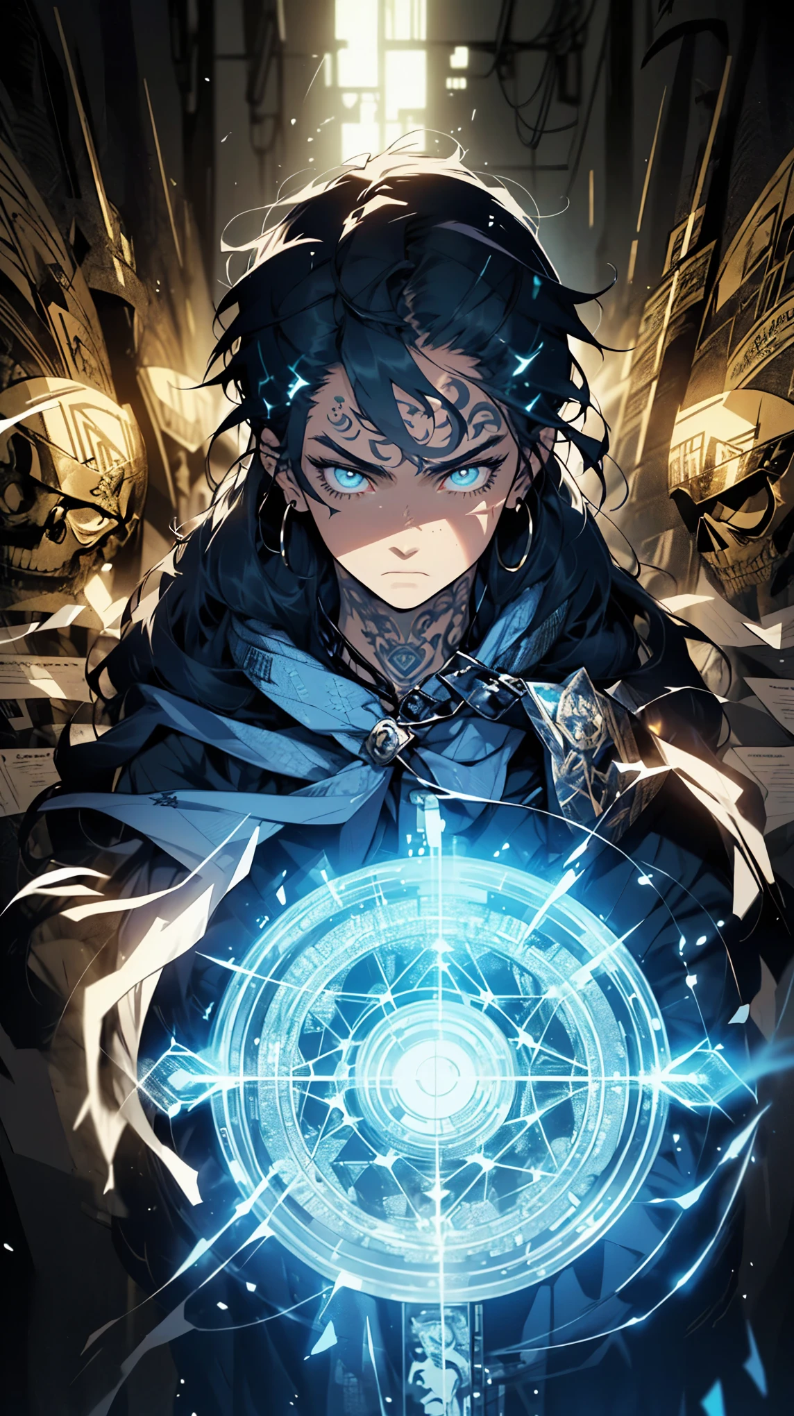 (high quality), (masterpiece), (detailed), 8K, Teenage boy with (eyes burning with anger1.4) stands at center of grand event, gripping (enchanted shield1.3) glowing with mystical power. As accountant announces kingdom's prestigious awards, he prepares to unmask (corrupt leaders1.5), ready to expose truth. (high quality), (masterpiece), (detailed), 8K, Anime style character with (cool and edgy tattoos1.3), dressed in (fashionable clothing1.2), posing confidently. Expression fierce, stylish accessory coiled around arm. Thicker outlines emphasize striking, modern fashion, vibrant palette enhances scene.