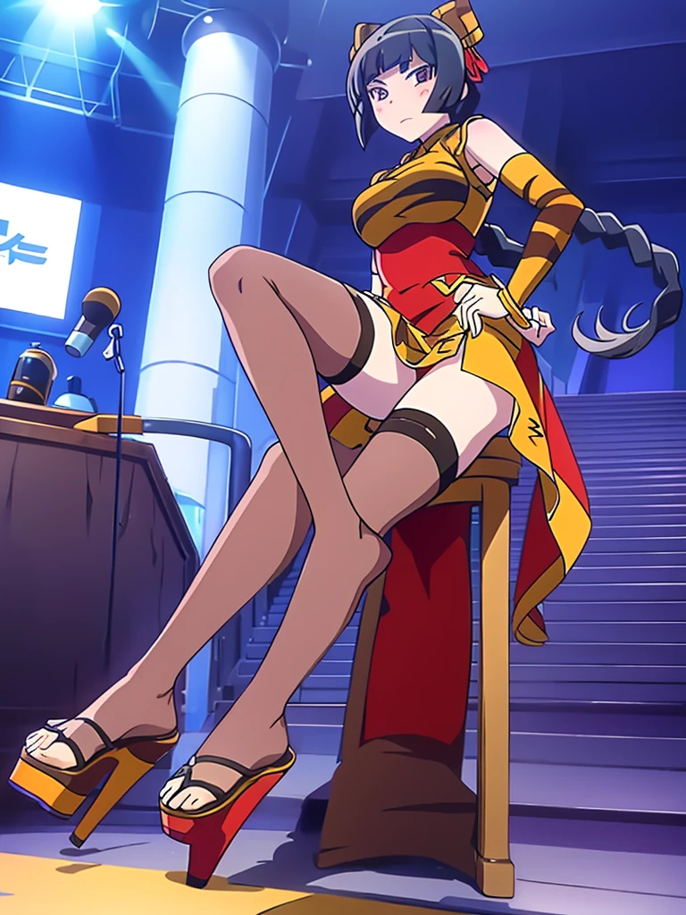 17yo girl, dark elf, silver hair, long hair, hime cut, J cup breast, thicc thigh, golden leotard, golden heels, pink nipple, pussy, casino scene, clear view.