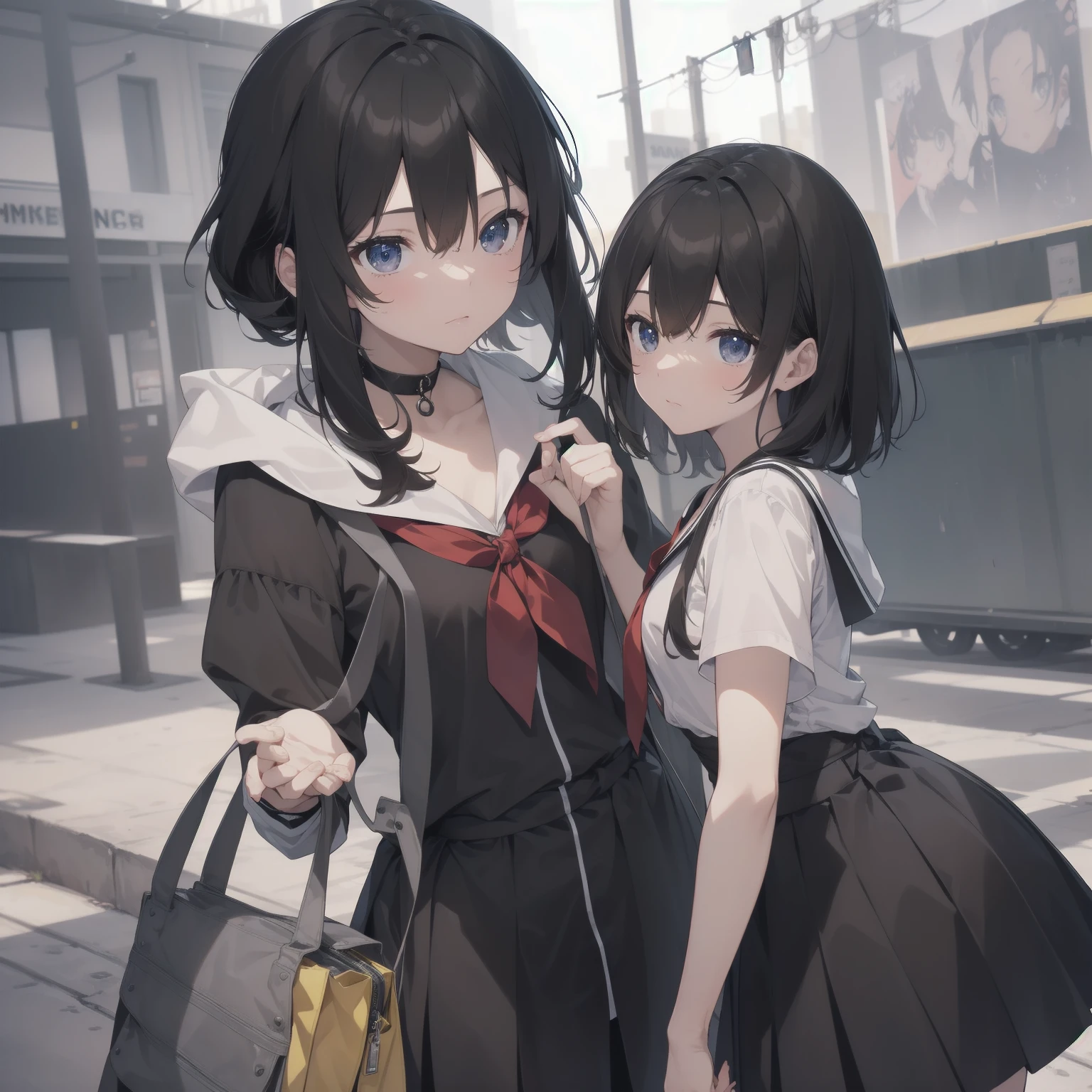 ultra-absurdres-Top quality by artist God, ultra-detailed, high resolution, anime moe artstyle, best anime 8k konachan wallpaper, pixiv contest winner, pool:2810, perfect anatomy,break, 1girl, (Please draw a girl walking sleepily to school alone. )break,(Solo,little female, 13-year-old:1.3),Full limbs, complete fingers,a junior high school student, (very short hair), short cut, flat chest, , small butt, small black eyes, beautiful detailed eyes, well-proportioned iris and pupils, expressive eyes, highres detailed hair, soft expression, salor school_uniform, sailor collar, serahuku, bow, pleated skirt,(Detailed Lighting), (Detailed background), in the School commute route. break,super detailed skin, Best cinematic lighting powered by famous artist, 8k,beauty illustration,photoshop_(medium),very aesthetic,break,((artist:yuureidoushi_(yuurei6214) )), artist:clamp ,artist:carnelian ,artist:kantoku ,
