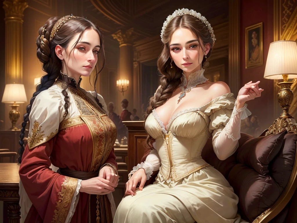 (masterpiece:1.2), (best quality:1.2), newest, intricate details, perfect anatomy, detailed skin, detailed eyes, perfect hands, perfect face. High resolution, 1woman, noble woman, ((early 20th century)), graying hair, ((40 years old)),((wrapped braid)), ((pinned up hair)), ((haughty & Imperious expression)), aristocratic, ((perfect posture)), ((smoky eyes)), ((mascara)), ((manor house)), lovely features, arrogant, (regal), ((condescending)), ,Lady Herenhaus, Rubric Maxim