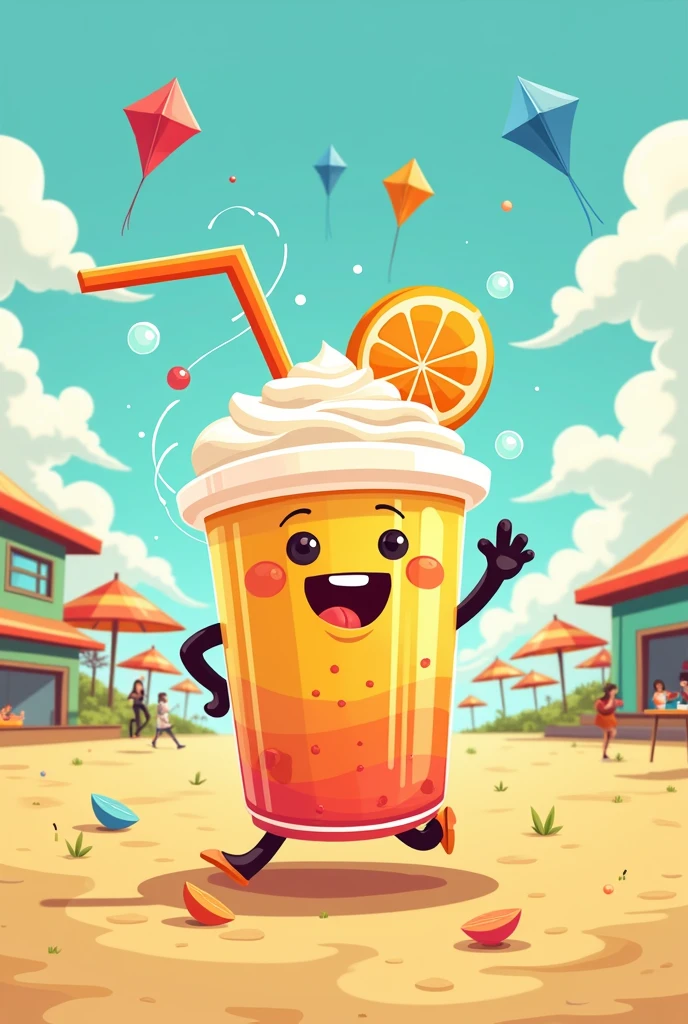 Create my logo, Set dos Drinks , My drinks will be sold at Parque das Pipas , create a more lively and happy character in a larger location. And a kite park not a beach!