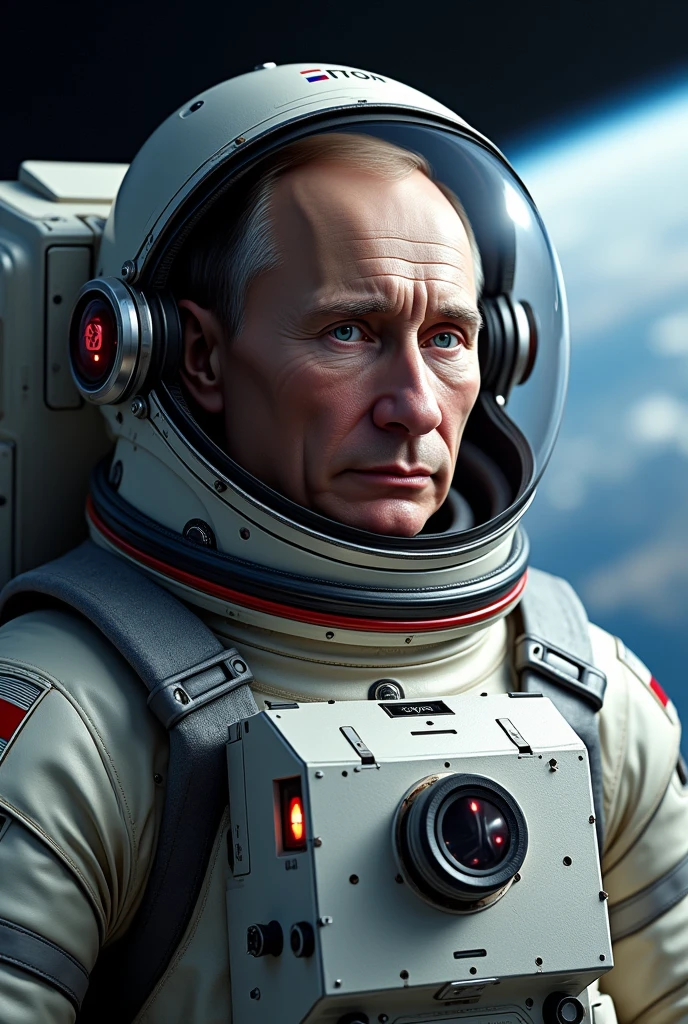 Perfect face , same face no deferent, russian President Vladimir Putin in space suit