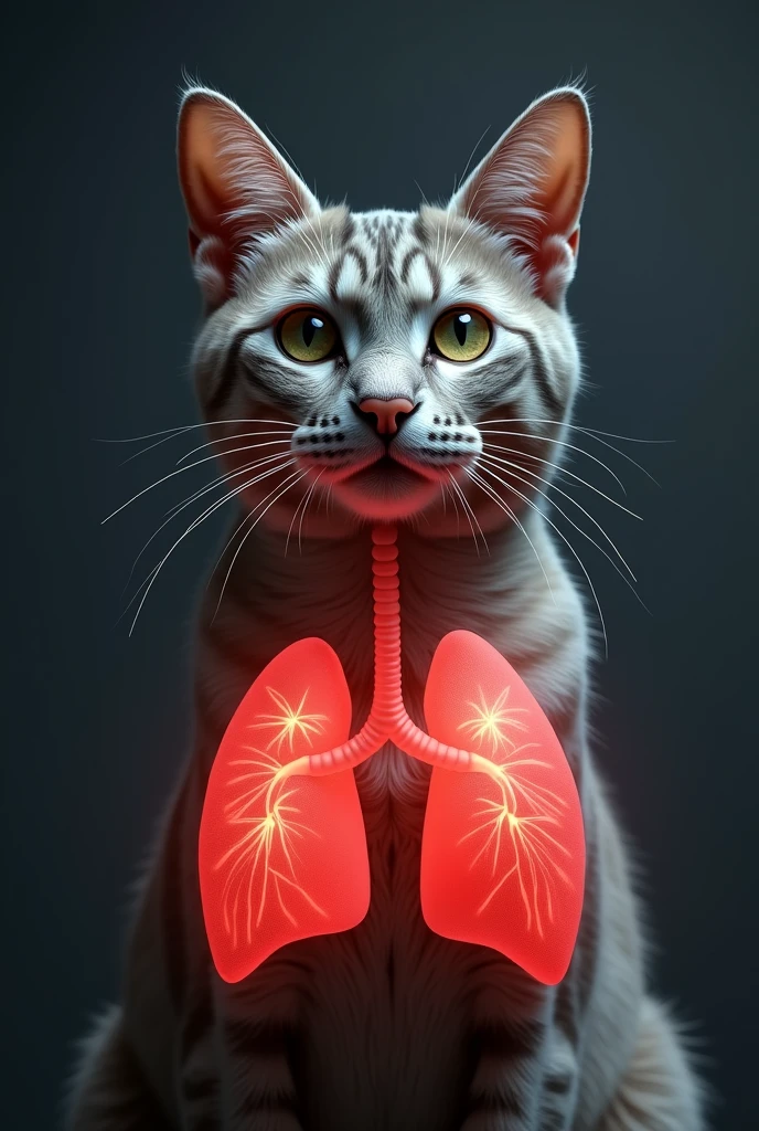 picture of a cat with lungs