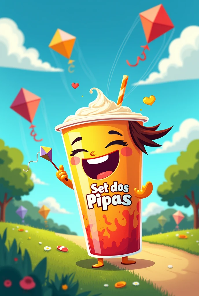 Create my logo, Set dos Drinks , My drinks will be sold at Parque das Pipas , create a happy person or character in a kite park not a beach! IT&#39;S NOT A BEACH !!! It&#39;s a park 