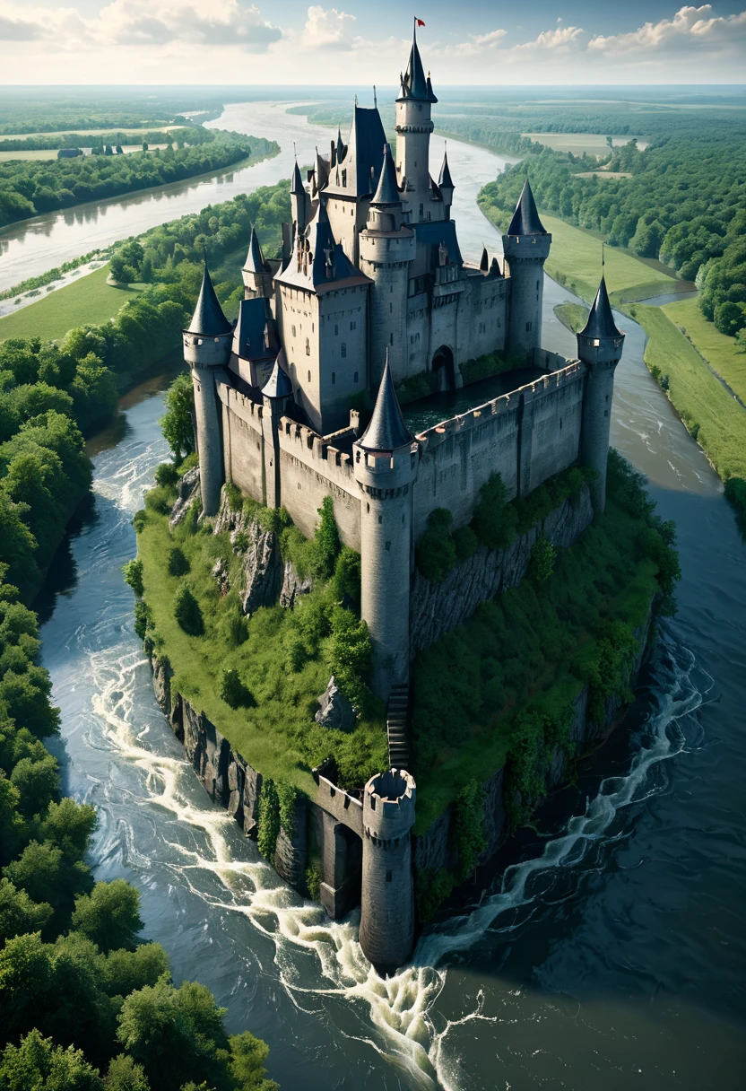 The castel name Riverrun,three-sided castle, Bordered on two sides by rivers, their third side is fronted on an enormous manmade ditch that in times of danger can be flooded with water from the two rivers. This leaves the castle surrounded by water on 3 sides, making it practically impregnable.Cinematic, Realism