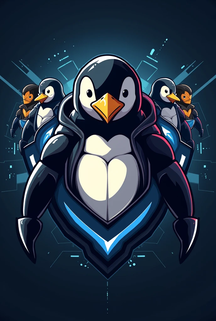 Penguin Squad Logo The face is folded across the chest.