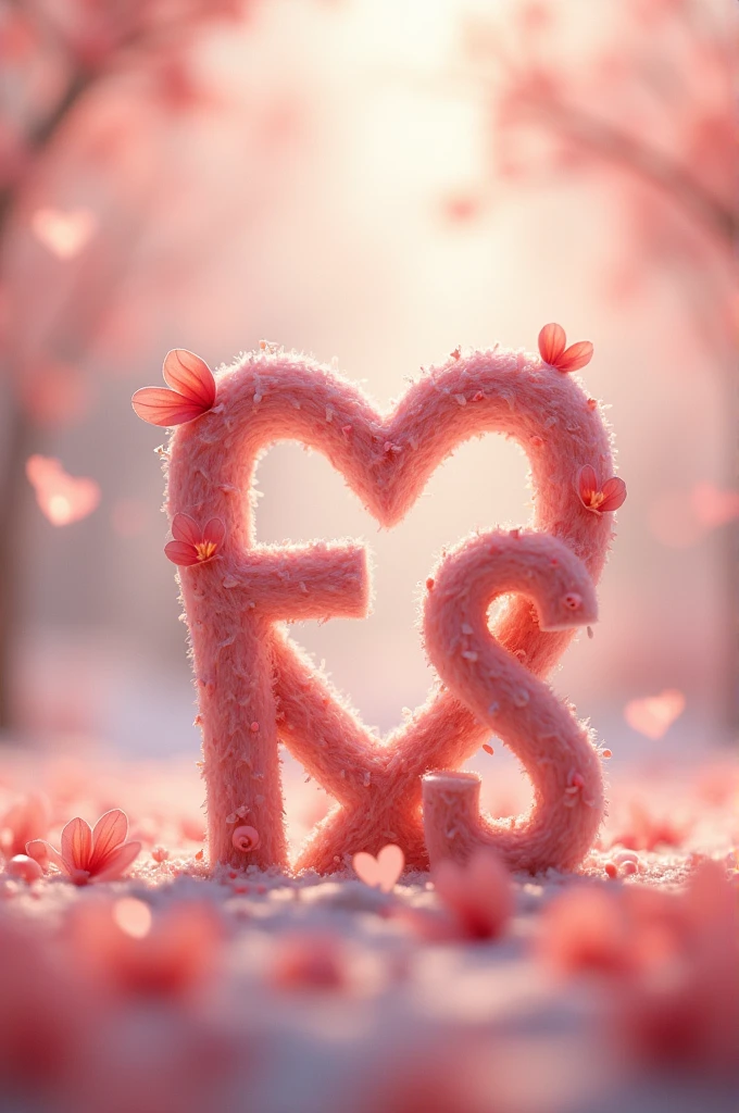 Create a cute photo with the initials f and s very romantic 