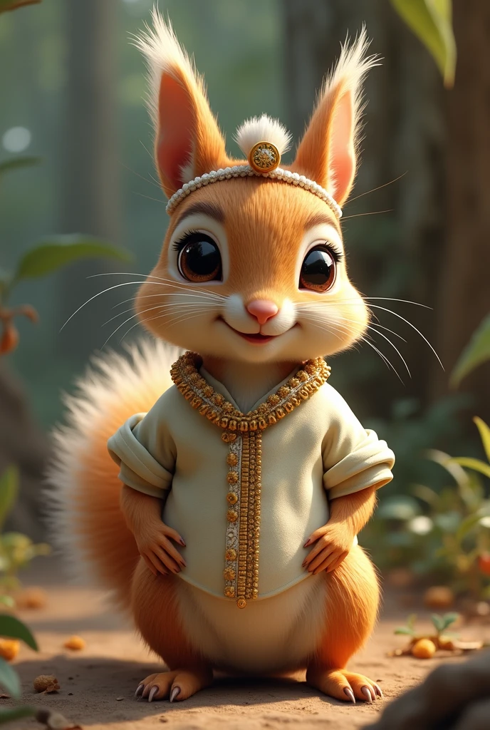 Squirrel with a crepe shirt with a fesa