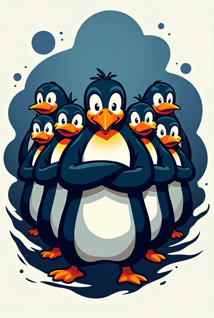 Penguin Squad Logo The face is folded across the chest.