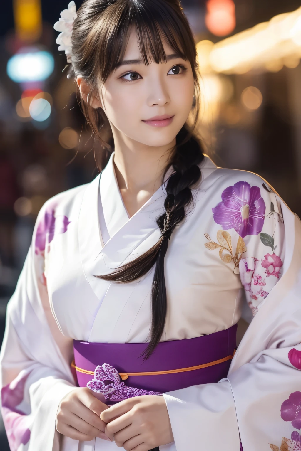 (night:1.7), Japan, Tokyo, 街の景color, in front of the window,
Looking at the audience, (Attractive look:1.2), Happy, 笑face,
(white_kimono:1.3),chestの谷間,
black_hair, length_hair, hair_Pulled_return,Broke up_lips,purple_eye, Braiding,
1 girl, 24-years-old,Mature Woman,beautiful Finger,beautiful length legs,beautiful body,beautiful Nose,beautiful character design, perfect eye, perfect face, Perfect Fingers, Perfect hands, Perfect chest, Perfect body,
Looking at the audience, Center the image,
Browsing Caution,Official Art,Very detailedボディ, exteremly detailed face, extremely detailed hair, extremely detailed eye, wallpaper, Perfect lighting,colorful, bright_front_face_Lighting,
(masterpiece:1.0),(Highest_quaLightingy:1.0), 超High resolution,4K,Very detailed,
photograph, 8k, High resolution, High resolution, Confused:1.2, Kodak Portrait 400, Film Grain, blurry returnground, Bokeh:1.2, Lens flare, (Vibrant_color:1.2)
(beautiful,big_chest:1.4), (beautiful_face:1.5),(narrow_Waist),