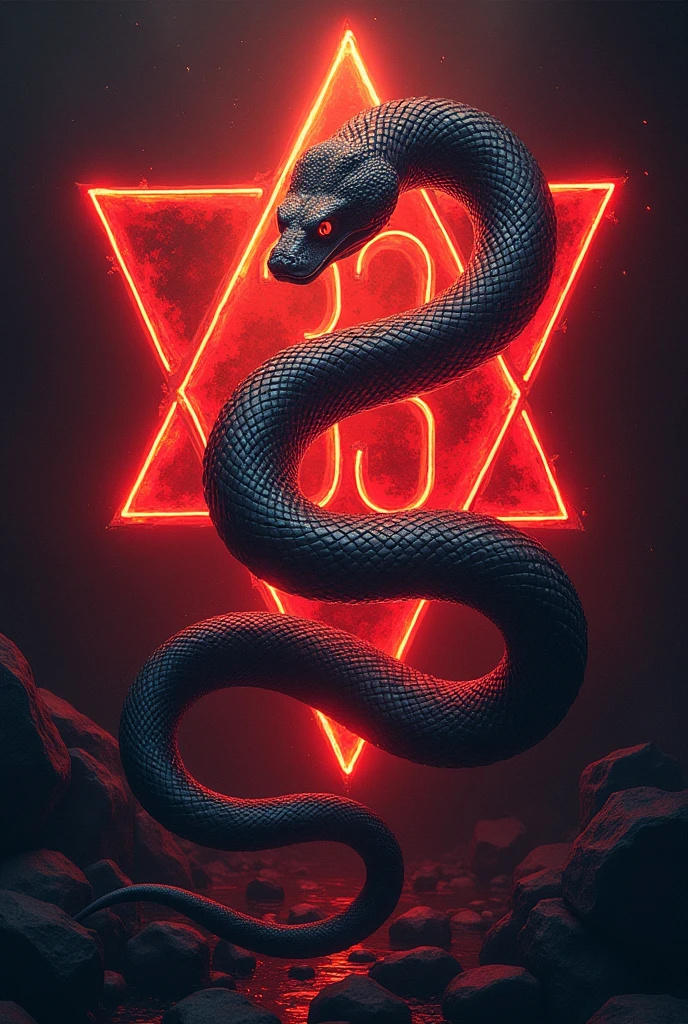 Imposing snake and the number 33 highlighted;inside a red triangle 