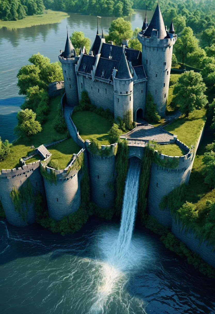 The castel name Riverrun,three-sided castle, Bordered on two sides by rivers, their third side is fronted on an enormous manmade ditch that in times of danger can be flooded with water from the two rivers. This leaves the castle surrounded by water on 3 sides, making it practically impregnable.Cinematic, Realism
