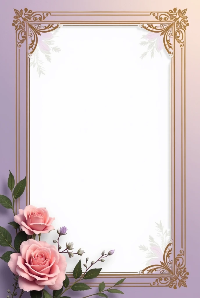 Frame for invitation card for novena and religious celebration in lilac and gold without roses