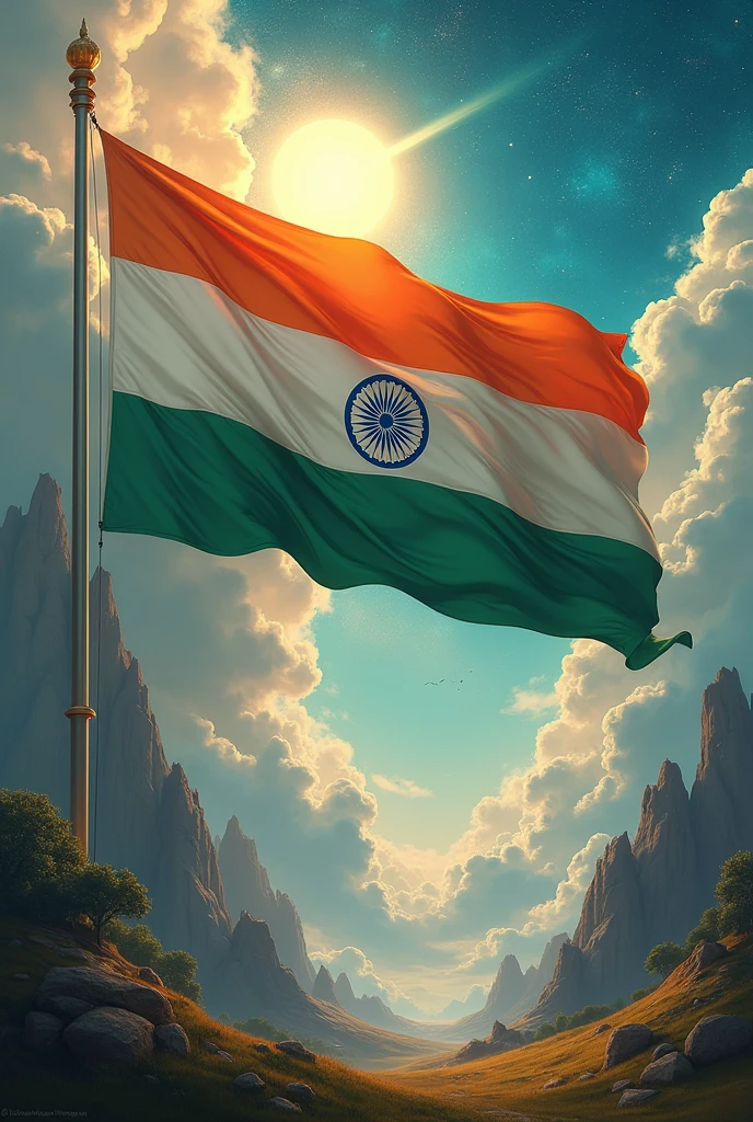 Indian flag in hd with some fantasy background