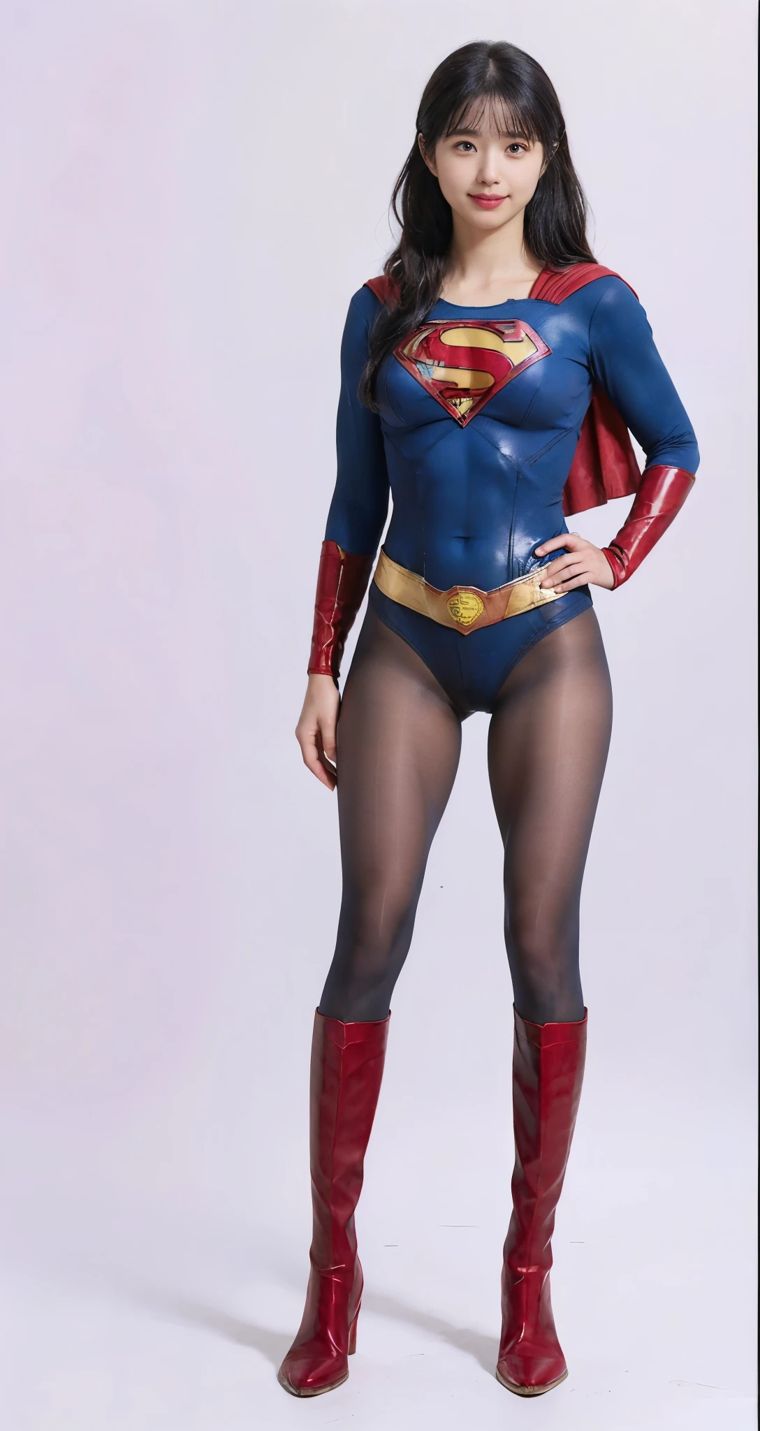 No background、(((Beautiful legs in black tights.)))、(((Legally express the beauty of your smile)))、((((Make the most of your original images)))、(((体にぴったりフィットするSupergirl Costume)))、(((Supergirl Costume)))、(((Beautiful hair with twin tails)))、(((suffering)))、(((Please wear black tights....、Wear red boots)))、((Best image quality、8k))、((Highest quality、8k、masterpiece:1.3))、(((Preserve background )))、Sharp focus:1.2、Beautiful woman with perfect figure:1.4、Slim Abs:1.2、Wet body:1.5、Highly detailed face and skin texture、8k