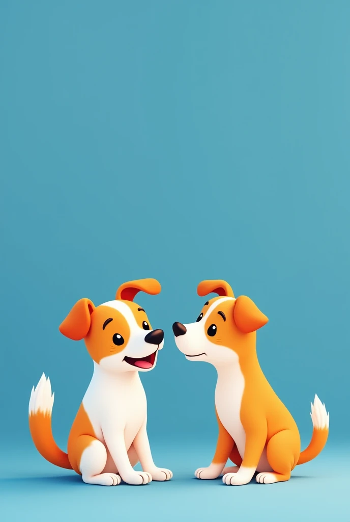 Animation about dogs, Dark white and orange style, Minimalist design, Realistic still life painting, Cartoon-like innocence, Deep sky blue and white