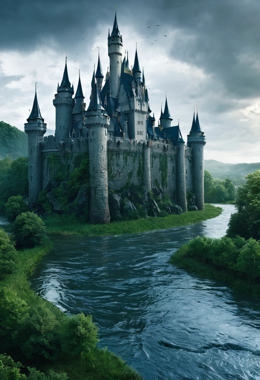 The beautiful castle name Riverrun,three-sided castle, Bordered on two sides by rivers, their third side is fronted on an enormous manmade ditch that in times of danger can be flooded with water from the two rivers. This leaves the castle surrounded by water on 3 sides, making it practically impregnable.Cinematic