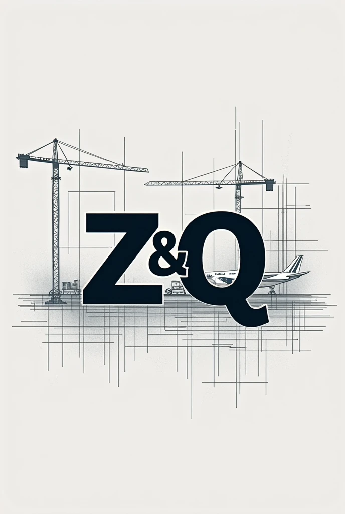 Create a logo for a civil engineering company called Z&Q that it is like on a construction sheet but the plane in the background does not have many details