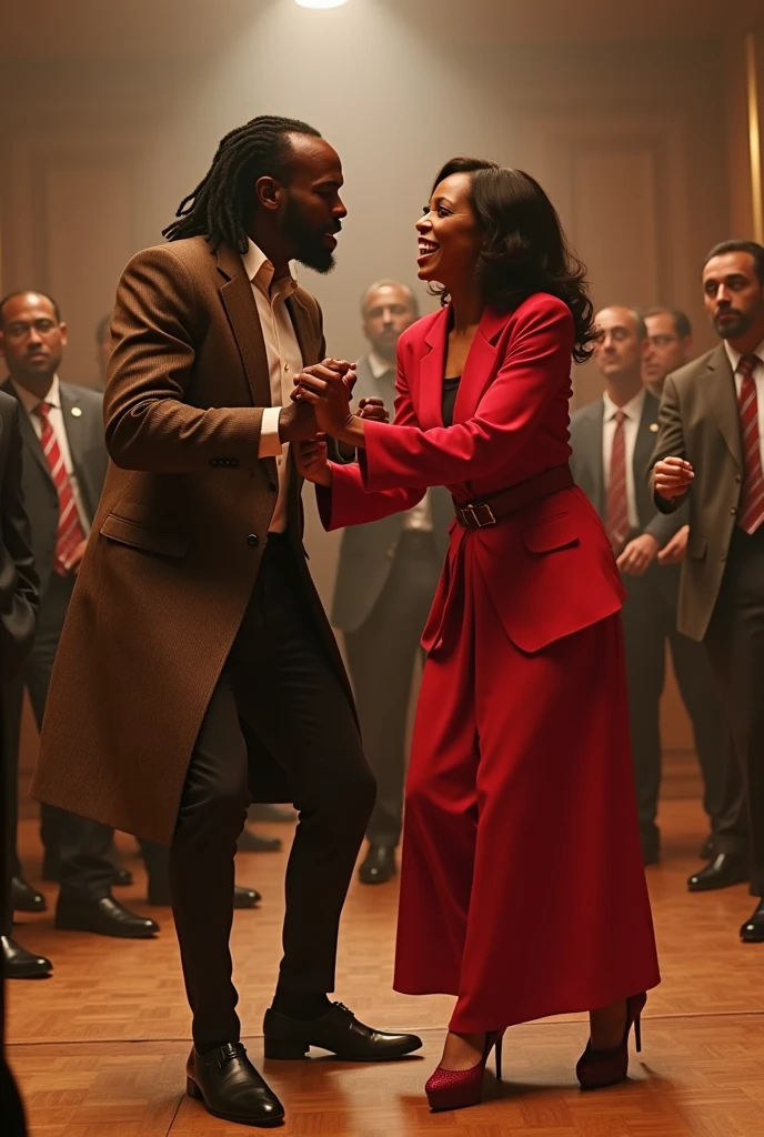 Jar Jar Binks from Star Wars, dancing with Kamala Harris