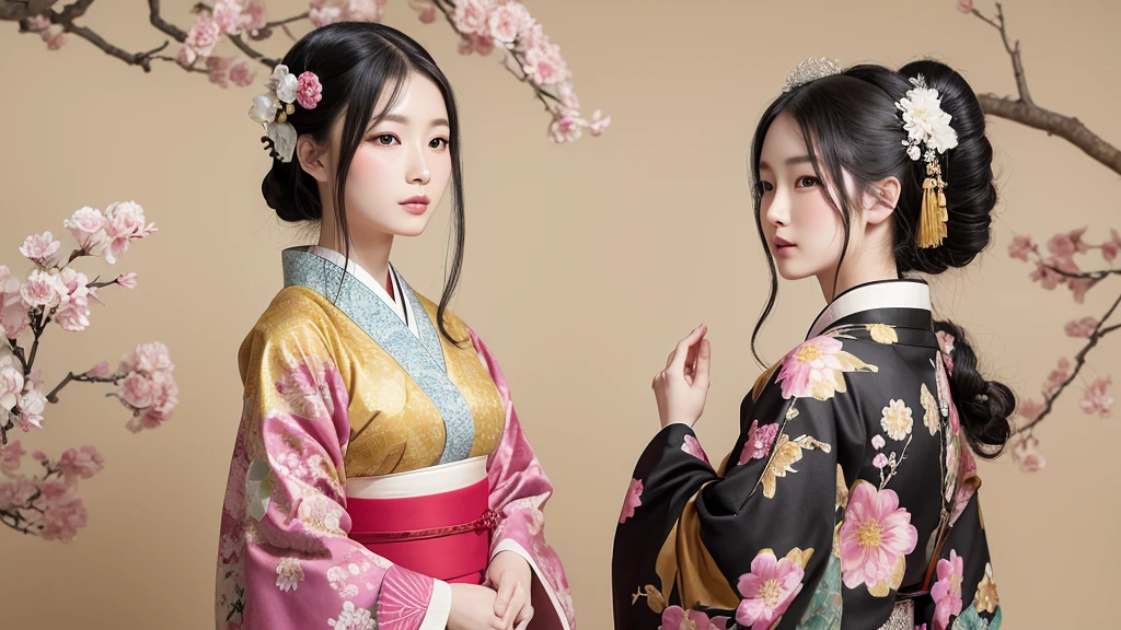 Ukiyo-e style beauty、kimono style.