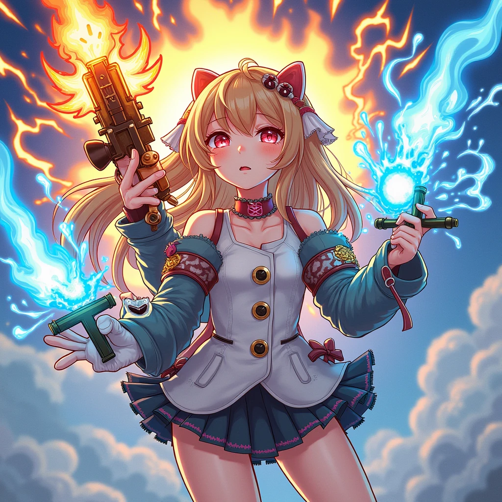 Armed with Fire、Water Arm、Glass Arm、Electrical elements are distributed in different directions, Game Case,Game Art, Collectible Card Art, The entire subject in the photograph, A design that pursues comfortable beauty!Full Art illustration, Fluffy eBay items, Full Art, !!Very detailed!!