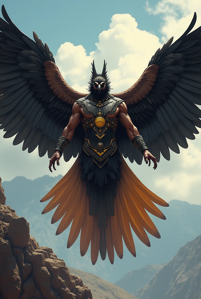 A superhero with Colombian culture, half human, half condor