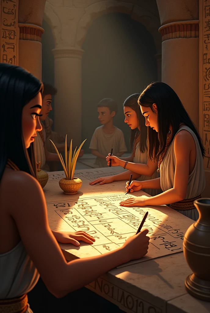 An animation showing how hieroglyphics were written.