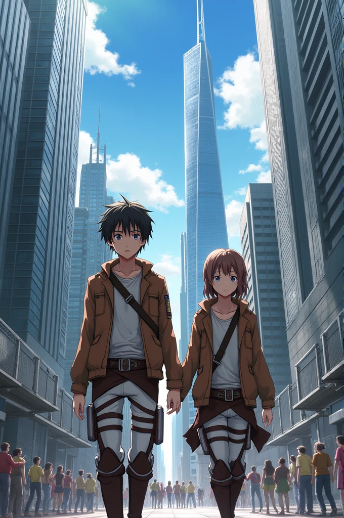 Eren and his friend from attck in titan came into the modern world