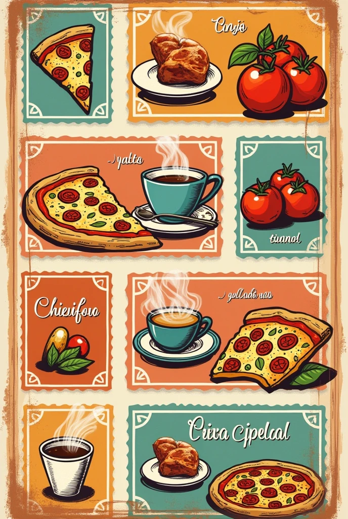 Create coupons or stamps that are redeemable at a Spanish-speaking pizzeria 