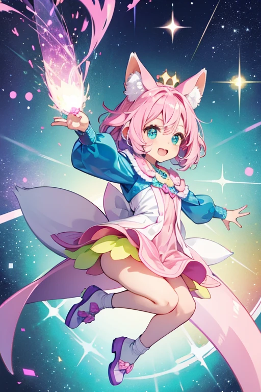 Chappi is a fuchsia girl  beaver with a yellow tail that has a circle pattern with the colors consisting of dark and light pink, green, purple, and blue, as well as having light blue ears and paws. SPARKLE; GLITTER