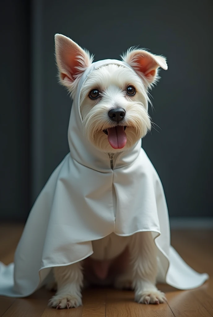 dog in ghost costume