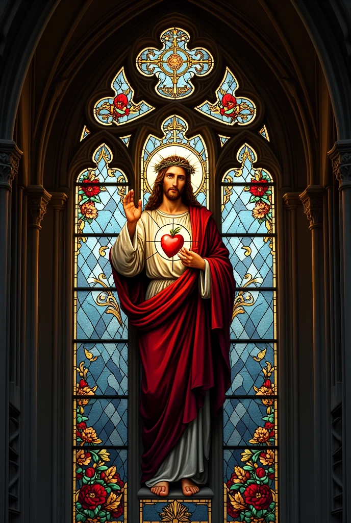 Heart of Jesus style church stained glass window
