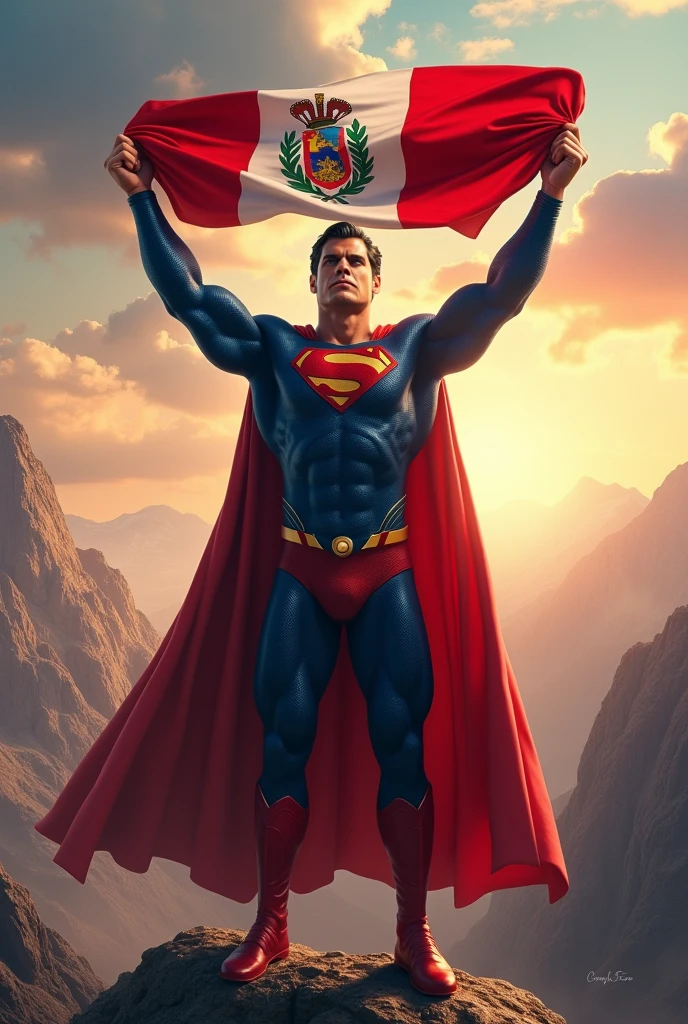 Superman holding Peru 