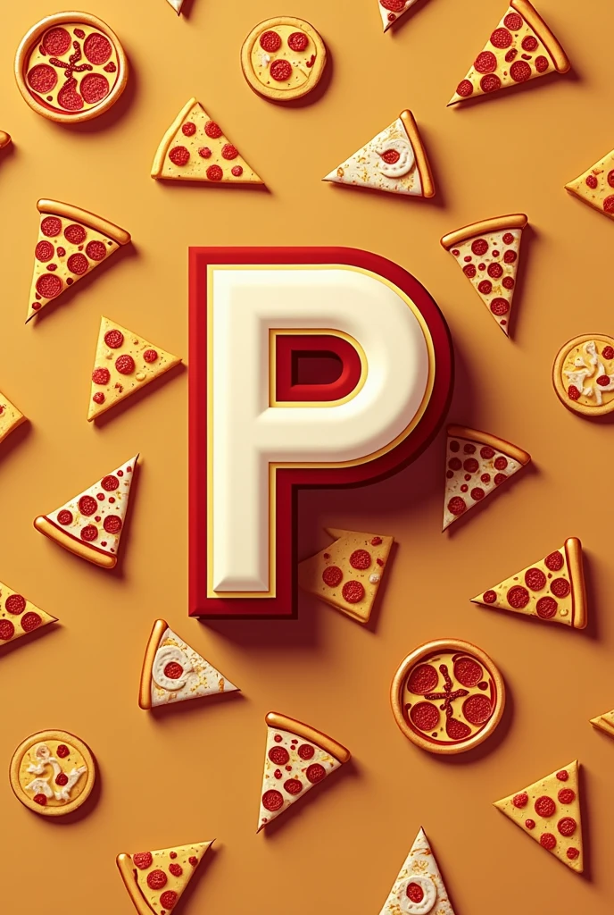 Create a LOGO with the initial P with the PIZZA theme, And in the background of the image, place mini pizzas to create contrast.