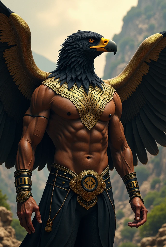 A superhero with Colombian culture, half human, half condor