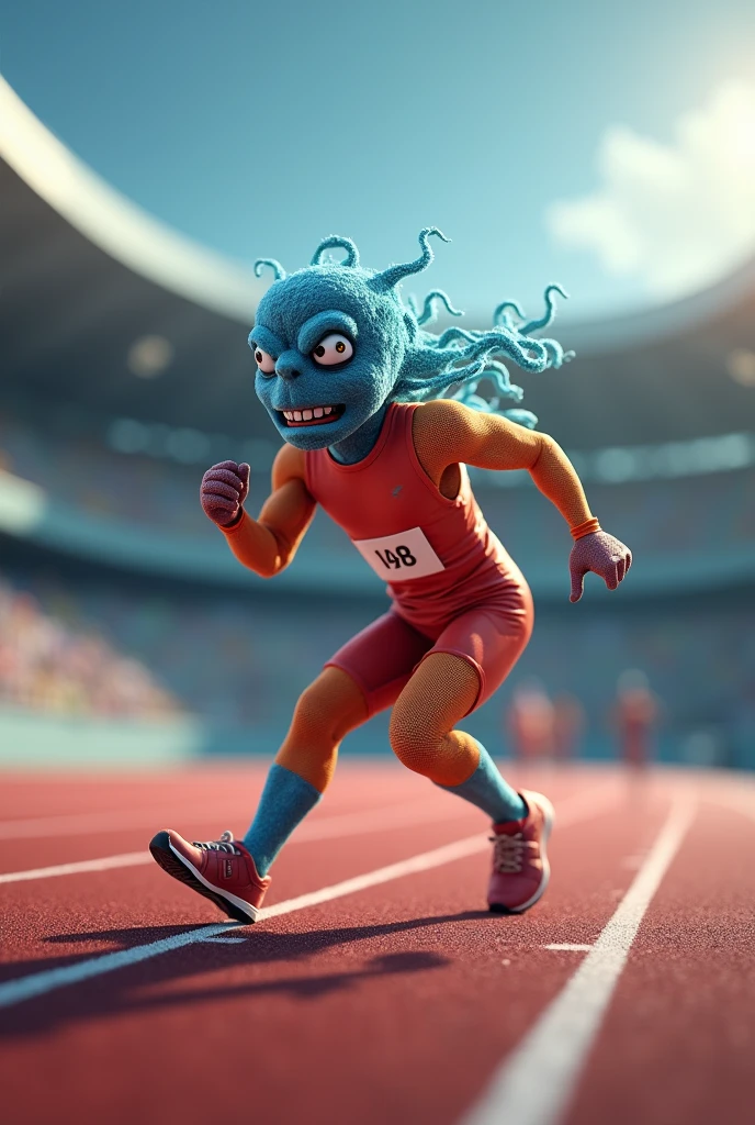 "Before dividing, Cells must go through a process known as the cell cycle.. It's like preparing for a big race!"
A cell in a runner's uniform, warming up before a race.