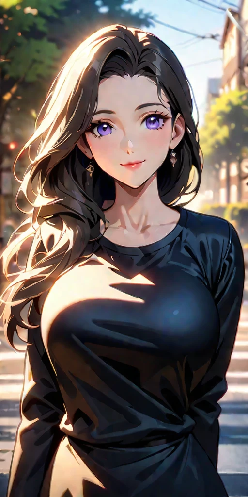 ((Highest quality、masterpiece、anime style、best quality、high resolution、8k、detailed、ultra-detailed:1.3))、Long legs:1.2, Beautiful woman with perfect figure:1.4、(Smiling:1.2), double eyelid、30-year-old female、((((One Woman,beautiful face,Beautiful face、Outdoor,upper body:1.5)))),Big Breasts、High resolution, accurate, Anatomically correct, High-resolution model, high quality, Very detailed, Ultra high definition