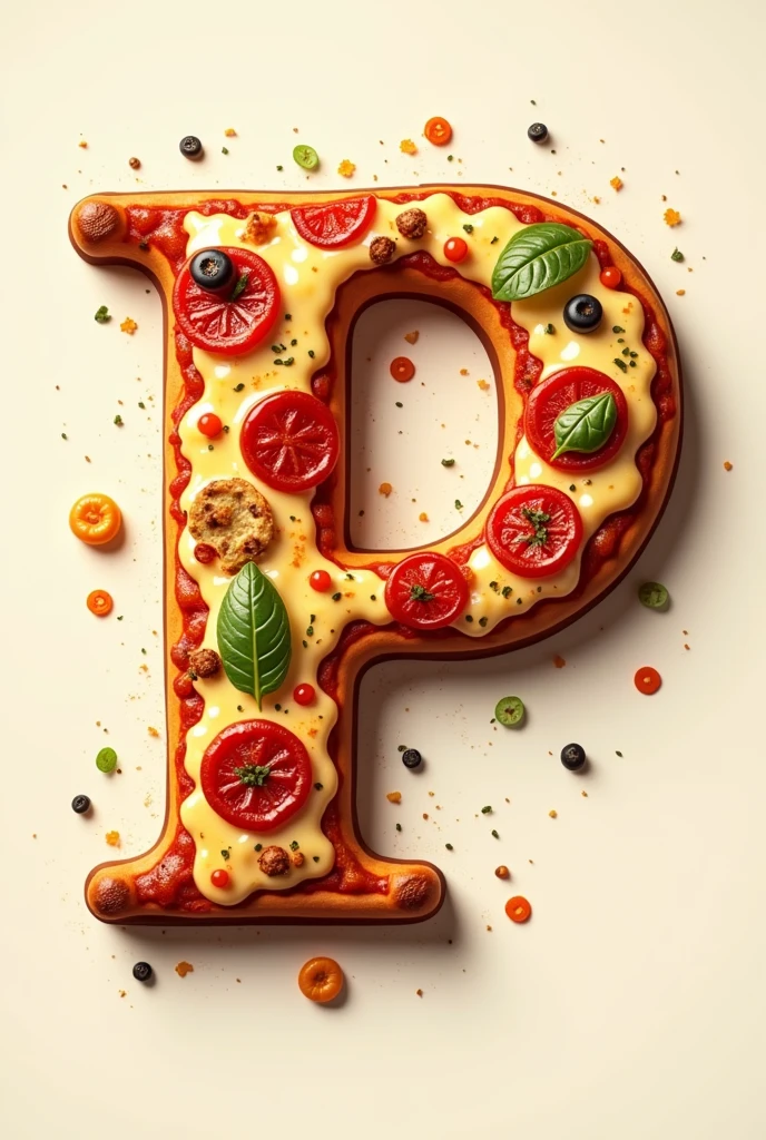 Create a LOGO with the initial P with the PIZZA theme, And in the background of the image, place mini pizzas to create contrast. And the letter P is made with a pizza or inside a pizza