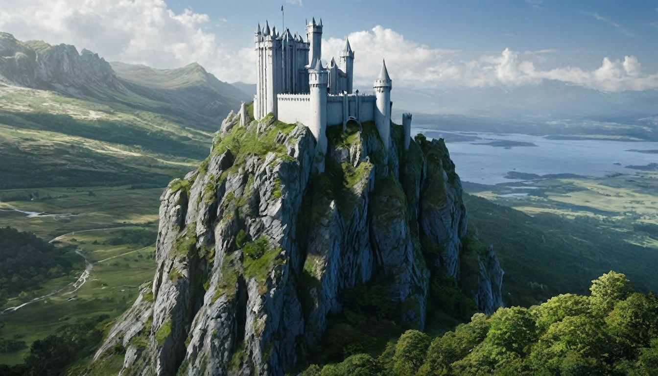 
The Eyrie is an ancient castle and seat of House Arryn, The castle is made of fine white stone. Its seven slim, white towers are bunched tightly together and can hold up to five hundred men. It is situated in the Mountains several thousand feet above the valley below, The surrounding area is not very tree-free,Cinematic