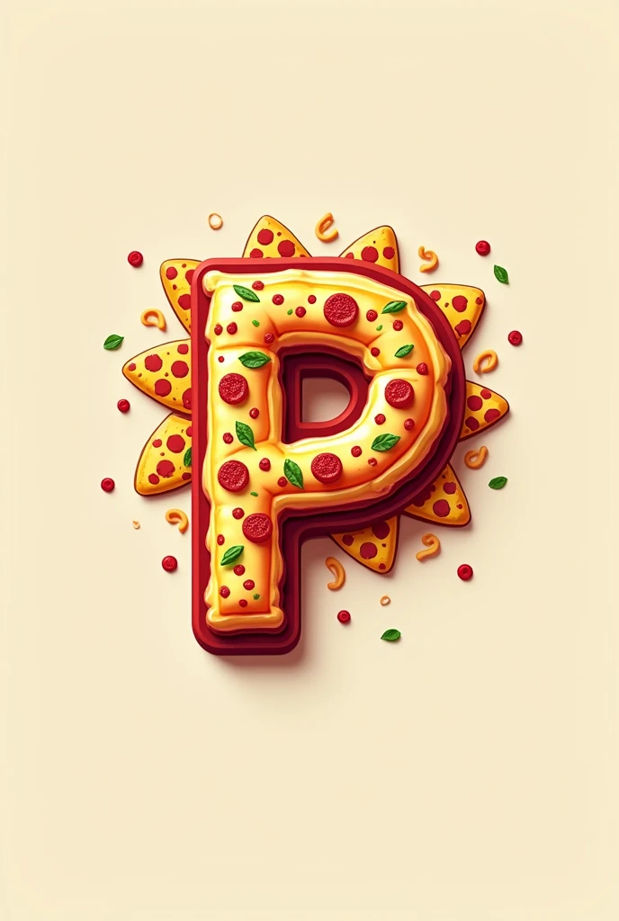 Create a LOGO with the initial P with the PIZZA theme, And in the background of the image, place mini pizzas to create contrast. And the letter P is made with a pizza or inside a pizza 