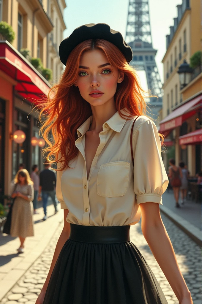 Create an image of a woman in Paris 
