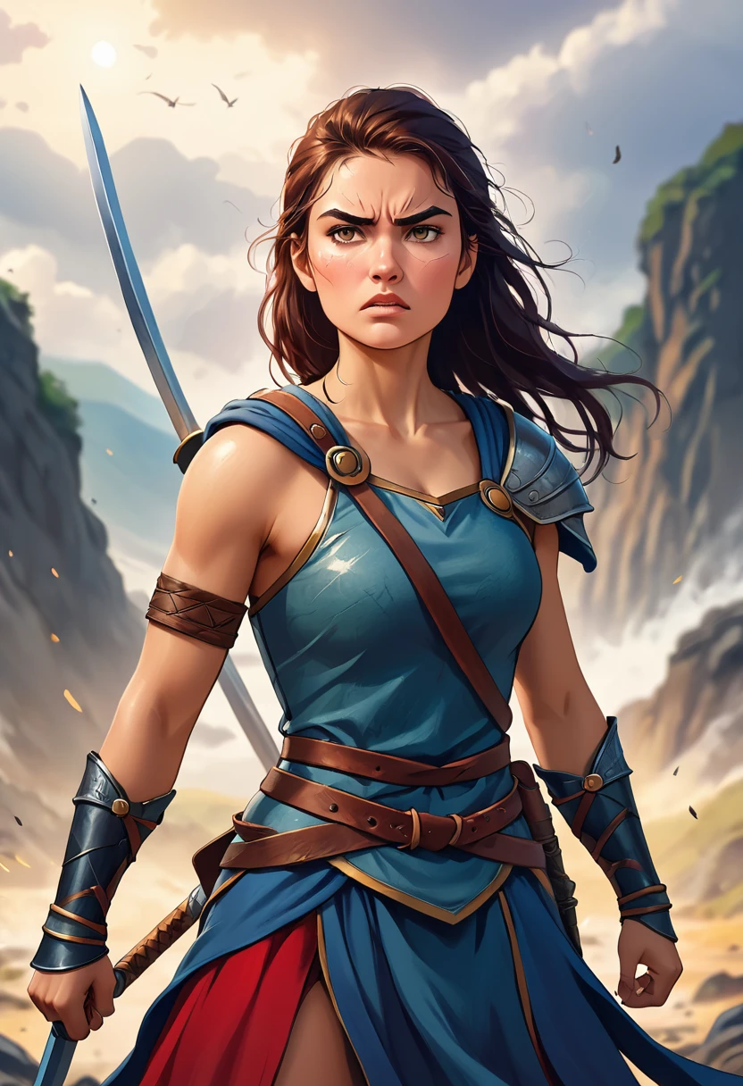 Young and warrior woman with a lot of determination and courage 