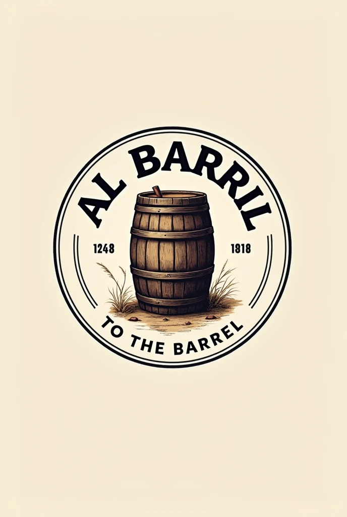Make a logo for a restaurant, The topic is about roasts and I want you to name it "TO THE BARREL" in Spanish. Do it in a circular shape and with a smoker barrel in the background