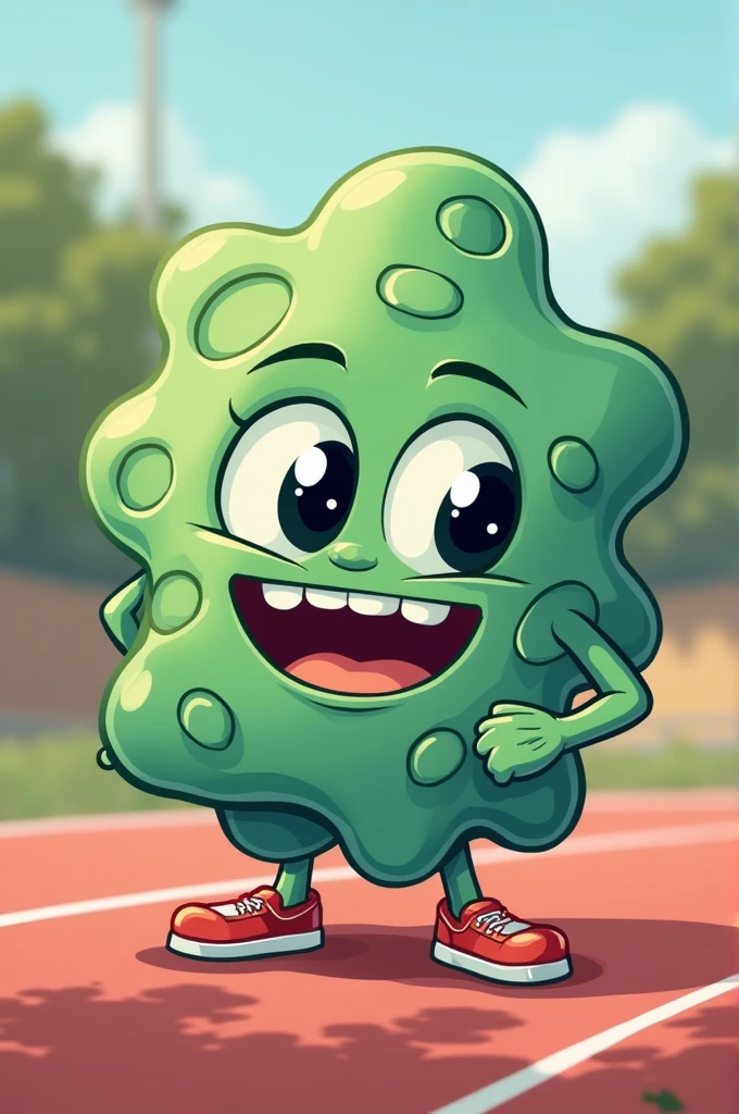  "Before dividing, Cells must go through a process known as the cell cycle.. It&#39;s like preparing for a big race!"
A cute-faced cell in a runner&#39;s uniform, warming up before a race.