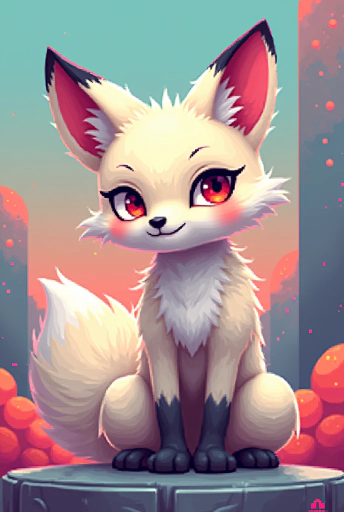 ivory color, fox, 8bit, humanoid,