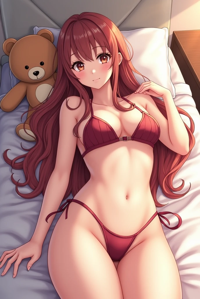 Anime Girls in a bikini laying on a bed with a teddy bear, seductive Anime Girls, Beautiful and attractive anime teen, Beautiful and attractive anime woman, beautiful Anime Girls, Beautiful Anime Woman, attractive Anime Girls, extremely detailed ArtJam, Anime Girls, ig model | ArtJam, Anime Goddess, Ilya Kuvshinov with long hair, (Anime Girls)